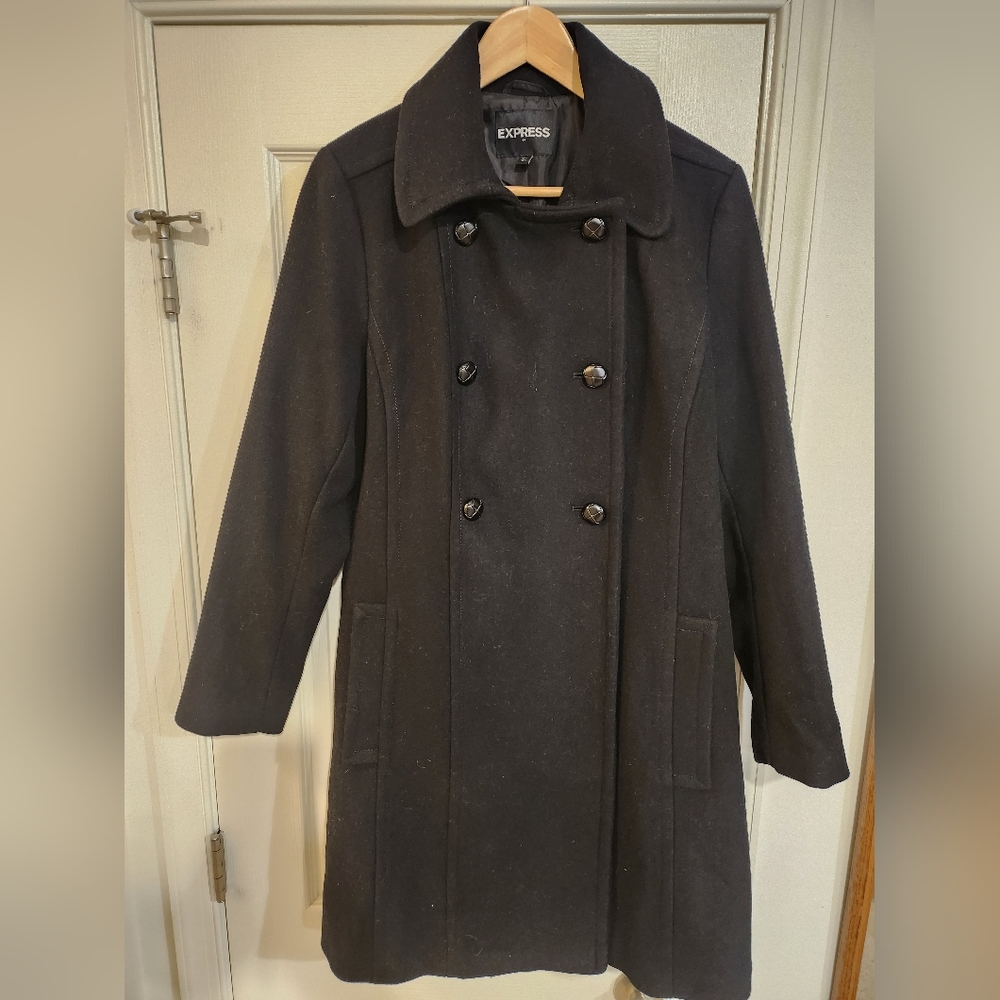 Express Wool Coat/Pea Coat Black Large